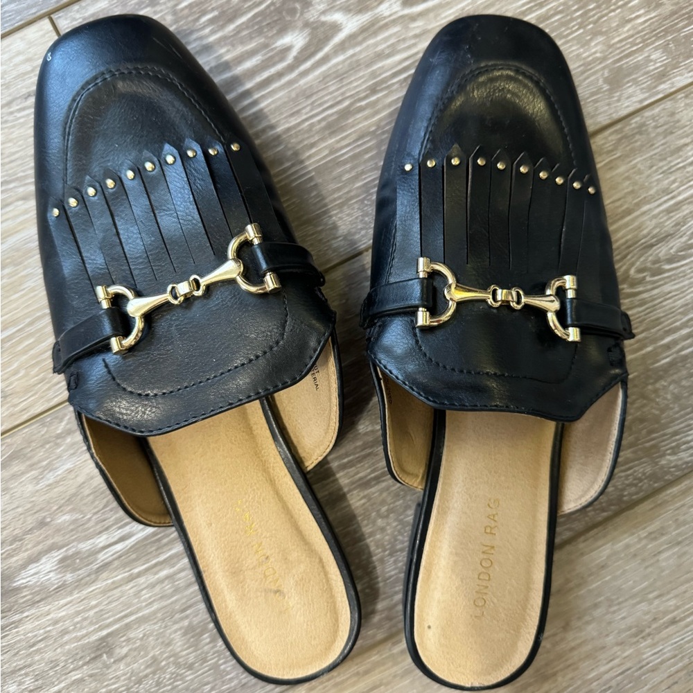 London Rag Black and Gold Loafers